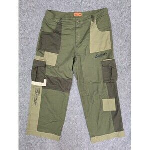 Loiter Pants Mens 38 Army Green Cargo Wide Leg Color Patch Chino Streetwear